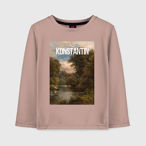 Детский лонгслив Konstantin озеро в лесу / Пыльно-розовый – фото 1