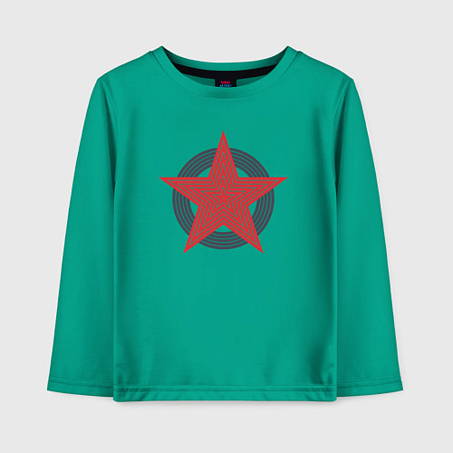 Детский лонгслив Red star symbol / Зеленый – фото 1