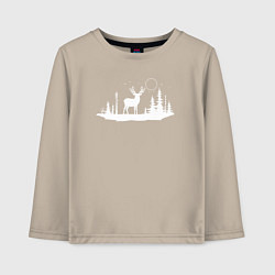 Лонгслив хлопковый детский Олень в лесу, цвет: миндальный