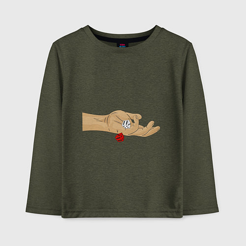 Детский лонгслив Игра в кости / Меланж-хаки – фото 1