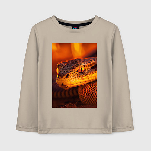 Детский лонгслив Огненная змея / Миндальный – фото 1