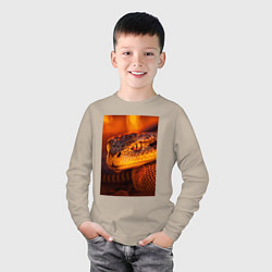 Лонгслив хлопковый детский Огненная змея, цвет: миндальный — фото 2