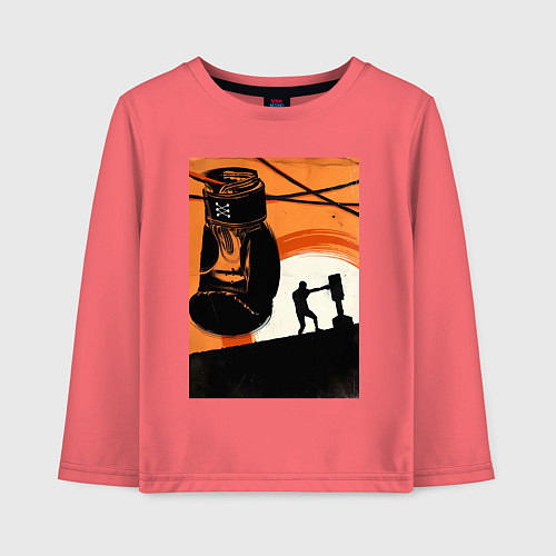 Детский лонгслив Бокс тренировка / Коралловый – фото 1