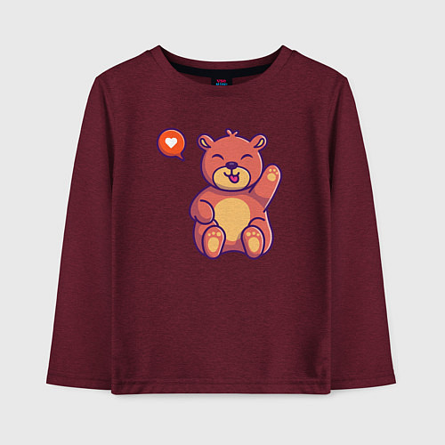 Детский лонгслив Lovely bear / Меланж-бордовый – фото 1