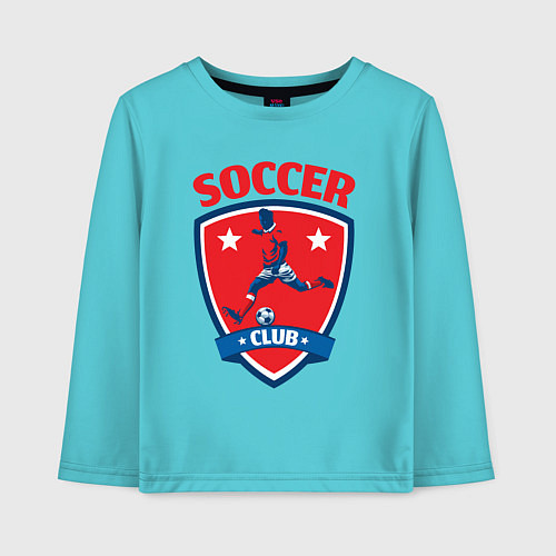 Детский лонгслив Sport soccer club / Бирюзовый – фото 1