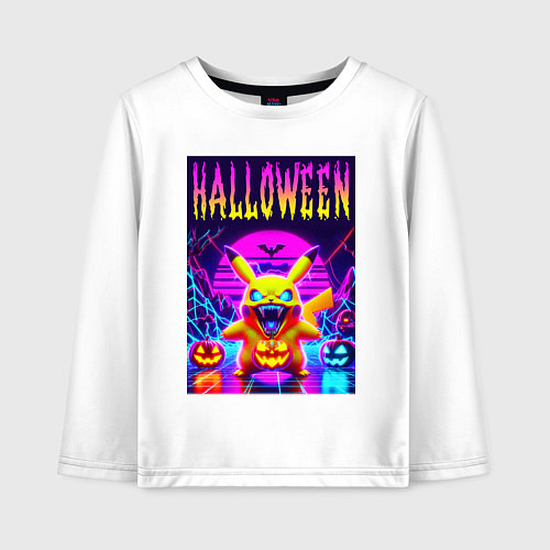 Детский лонгслив Pikachu - halloween vaporwave / Белый – фото 1