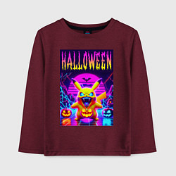 Лонгслив хлопковый детский Pikachu - halloween vaporwave, цвет: меланж-бордовый