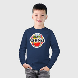 Лонгслив хлопковый детский China panda, цвет: тёмно-синий — фото 2