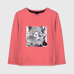 Детский лонгслив Лицо в абстракционистском стиле и животные