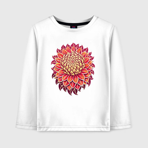 Детский лонгслив Узор - красный цветок / Белый – фото 1