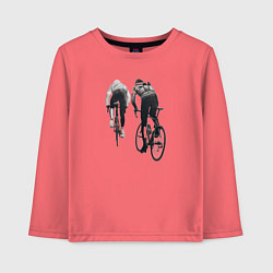Лонгслив хлопковый детский Велосипедисты, цвет: коралловый