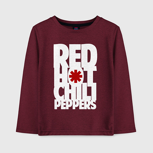 Детский лонгслив RHCP - title and logo / Меланж-бордовый – фото 1