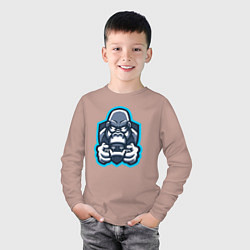 Лонгслив хлопковый детский Gamer monkey, цвет: пыльно-розовый — фото 2