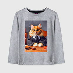 Лонгслив хлопковый детский Рыжий кот адвокат - нейроарт, цвет: меланж