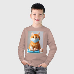 Лонгслив хлопковый детский Рыжий кот хирург - нейроарт, цвет: пыльно-розовый — фото 2