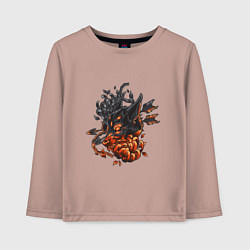 Лонгслив хлопковый детский Волк с цветком, цвет: пыльно-розовый