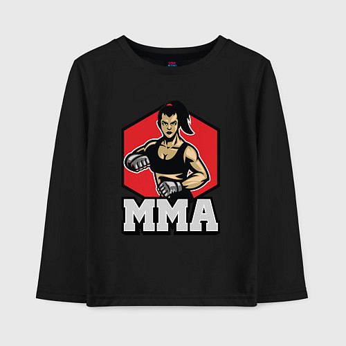 Детский лонгслив MMA girl / Черный – фото 1