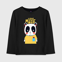 Детский лонгслив Панда - я люблю музыку