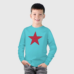 Лонгслив хлопковый детский USSR red star, цвет: бирюзовый — фото 2