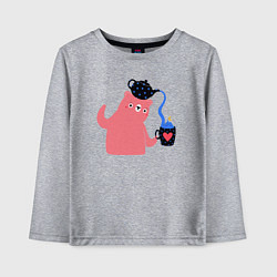 Лонгслив хлопковый детский Чаепитие у мишки, цвет: меланж