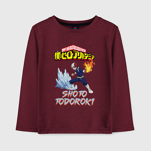 Детский лонгслив Моя геройская академия Шото герой / Меланж-бордовый – фото 1