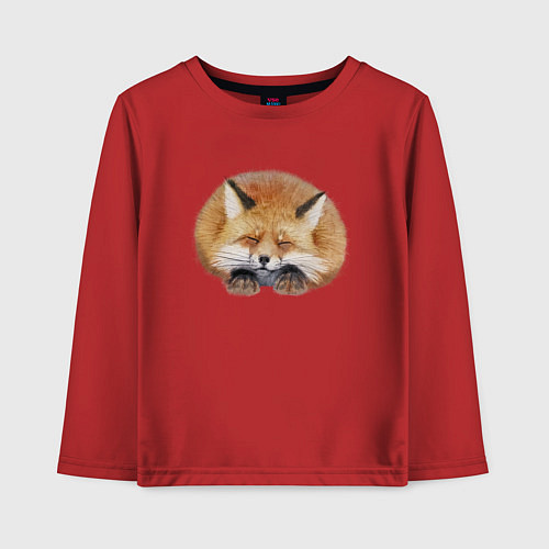 Детский лонгслив Милая пушистая лисичка / Красный – фото 1