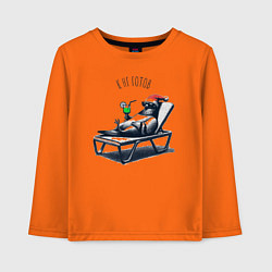 Лонгслив хлопковый детский Голубь с коктейлем на лежаке к нг готов, цвет: оранжевый