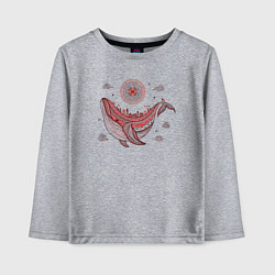 Детский лонгслив Кит и солнце в стиле мезенской росписи
