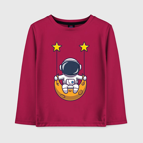 Детский лонгслив Космонавтик на качелях / Маджента – фото 1