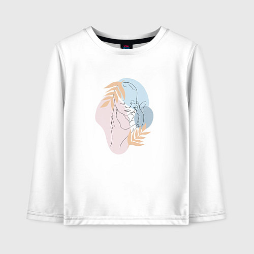 Детский лонгслив Арт младенец в руках мамы / Белый – фото 1