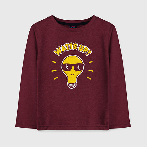 Детский лонгслив Лампочка - watts up / Меланж-бордовый – фото 1