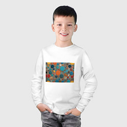 Лонгслив хлопковый детский Арт вариация терраццо, цвет: белый — фото 2