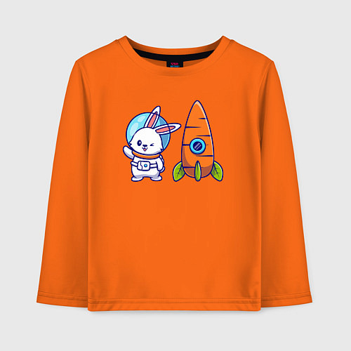 Детский лонгслив Зайка астронавт / Оранжевый – фото 1
