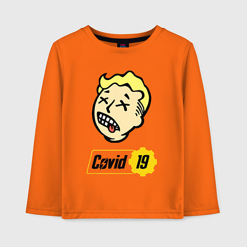 Детский лонгслив Vault boy - covid 19 / Оранжевый – фото 1