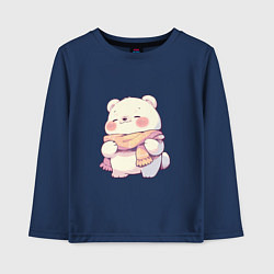 Детский лонгслив Милый кавайный белый мишка