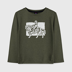 Лонгслив хлопковый детский Ковбой на лошади, цвет: меланж-хаки