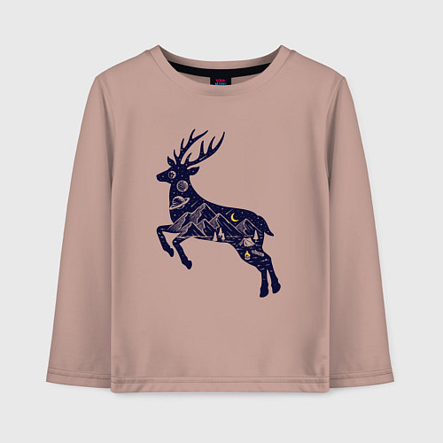 Детский лонгслив Космический олень / Пыльно-розовый – фото 1