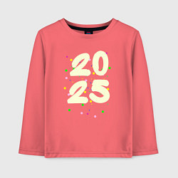 Лонгслив хлопковый детский 2025 с разноцветными крапинками, цвет: коралловый