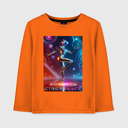 Лонгслив хлопковый детский Танцующая кибер девчонка - неоновое свечение, цвет: оранжевый