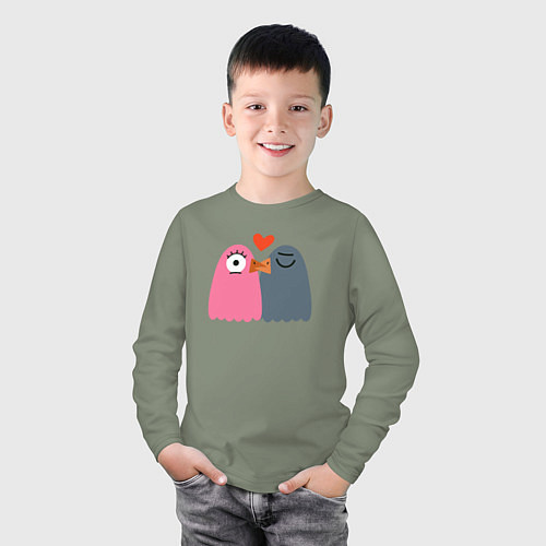 Детский лонгслив Влюблённые птенчики / Авокадо – фото 3