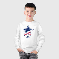 Лонгслив хлопковый детский Star - USA, цвет: белый — фото 2