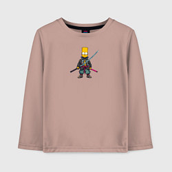 Лонгслив хлопковый детский Барт Симпсон самурай с мечом, цвет: пыльно-розовый