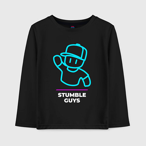 Детский лонгслив Символ Stumble Guys в неоновых цветах / Черный – фото 1