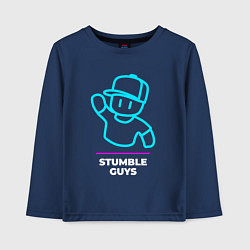 Детский лонгслив Символ Stumble Guys в неоновых цветах