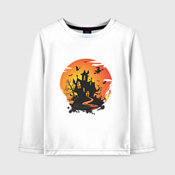 Лонгслив хлопковый детский Хэллоуин ведьмин дом, цвет: белый