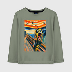 Лонгслив хлопковый детский Оса кричит на картине Эдварда Мунка - мем искусств, цвет: авокадо