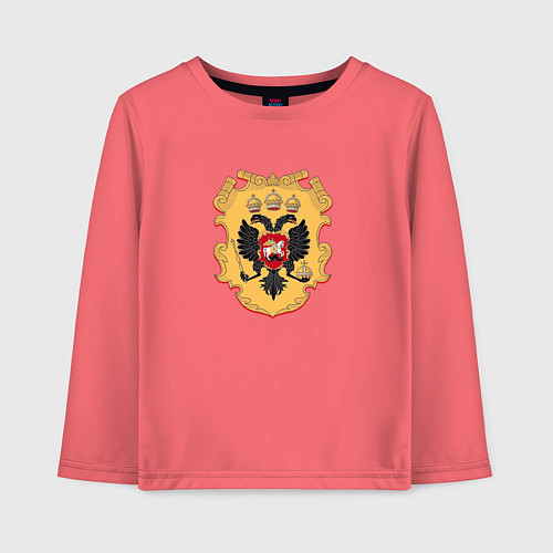Детский лонгслив Герб РФ щит / Коралловый – фото 1