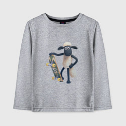 Детский лонгслив Барашек Шон со скейтом