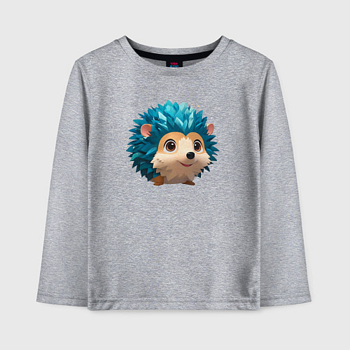 Детский лонгслив Милый ёжик с синими иголками / Меланж – фото 1