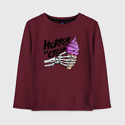 Лонгслив хлопковый детский Horror ice cream, цвет: меланж-бордовый